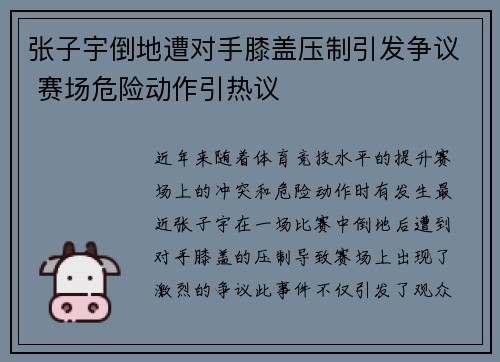 张子宇倒地遭对手膝盖压制引发争议 赛场危险动作引热议